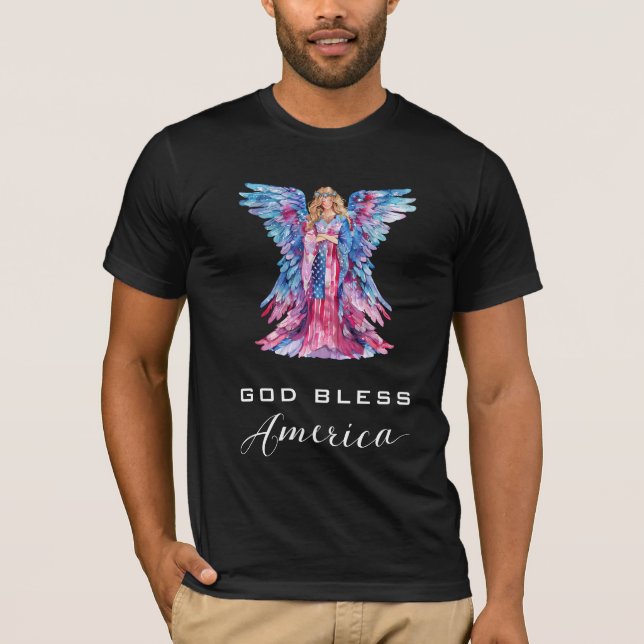 *~*  GOD Bless America AP16 Angel Flag T-Shirt (Front)
