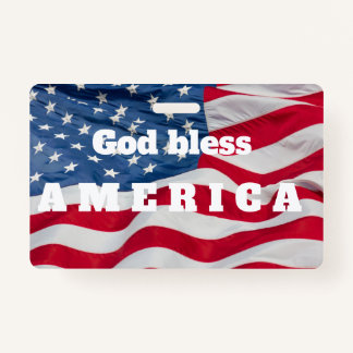 God bless America Badge w/clip Waving Flag ID Badge