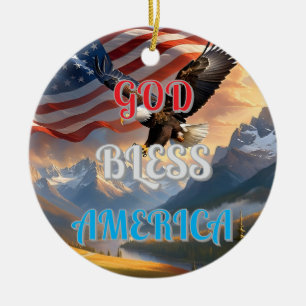 GOD BLESS AMERICA CERAMIC ORNAMENT