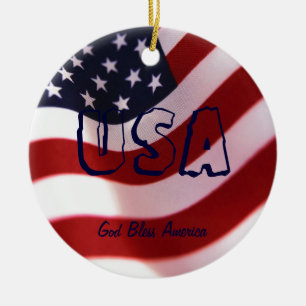 God bless America Ceramic Ornament