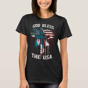 God Bless America Christian Patriotic Cross T-Shirt