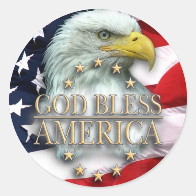 God Bless America Classic Round Sticker (Front)