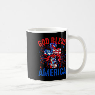 God Bless America Coquette Bow Cross 4th July Chri Coffee Mug