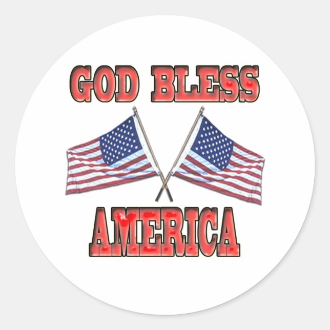 God Bless America Crossed Flags Sticker (Front)