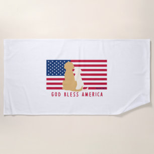 God Bless America Dog Bath Towel