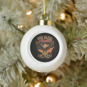 God Bless America Eagle 250 Years 1776 2026 Ceramic Ball Christmas Ornament