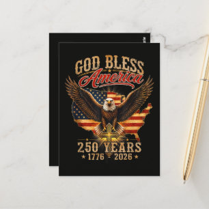 God Bless America Eagle 250 Years 1776 2026  Postcard