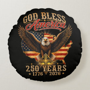 God Bless America Eagle 250 Years 1776 2026 Round Cushion