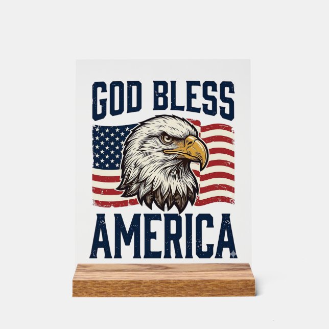 God Bless America Eagle Patriotic Vector Design_1 Acrylic Sign (Front)