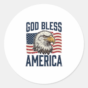 God Bless America Eagle Patriotic Vector Design_1 Classic Round Sticker