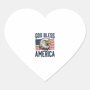 God Bless America Eagle Patriotic Vector Design_1 Heart Sticker