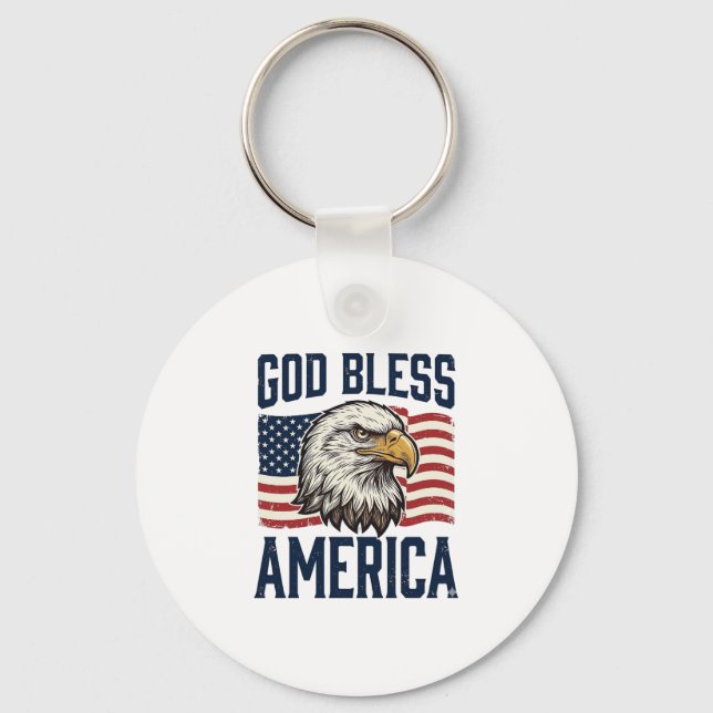 God Bless America Eagle Patriotic Vector Design_1 Key Ring (Front)