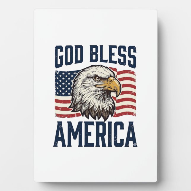 God Bless America Eagle Patriotic Vector Design_1 Plaque (Front)