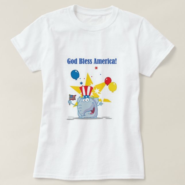 God Bless America Elephant T-Shirt (Design Front)