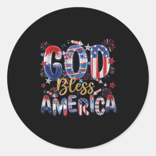 God Bless America Fireworks Patriotic Christian 4t Classic Round Sticker