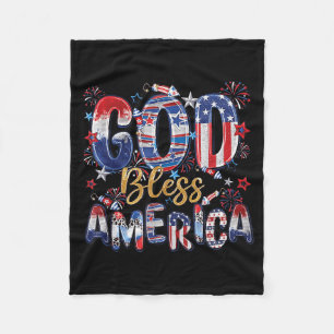 God Bless America Fireworks Patriotic Christian 4t Fleece Blanket