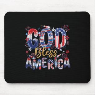 God Bless America Fireworks Patriotic Christian 4t Mouse Pad