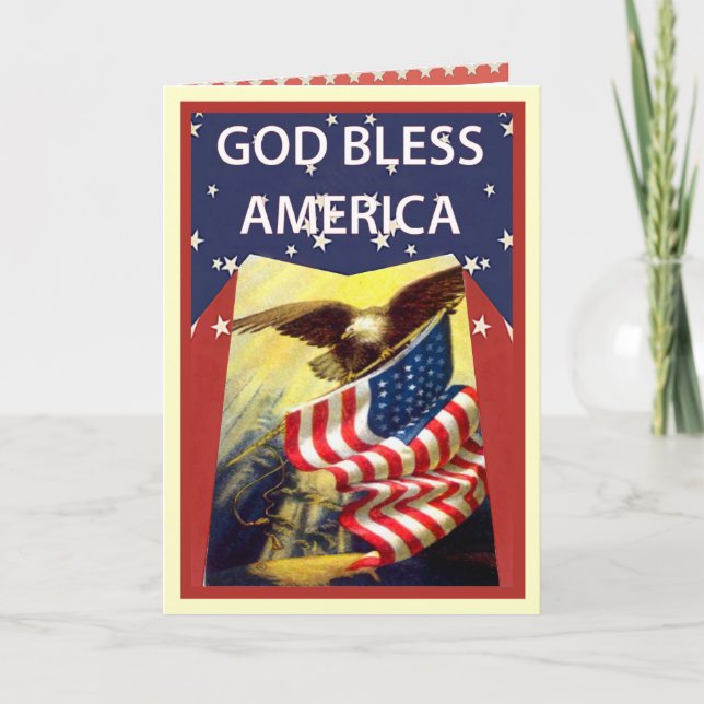 God Bless America, flag and bald eagle Card (Front)