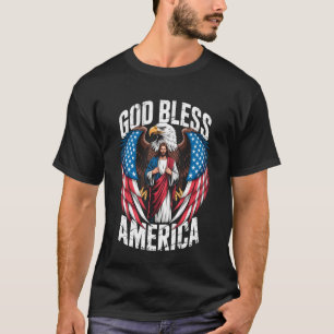 God Bless America Flag Jesus Christian Eagle Patri T-Shirt
