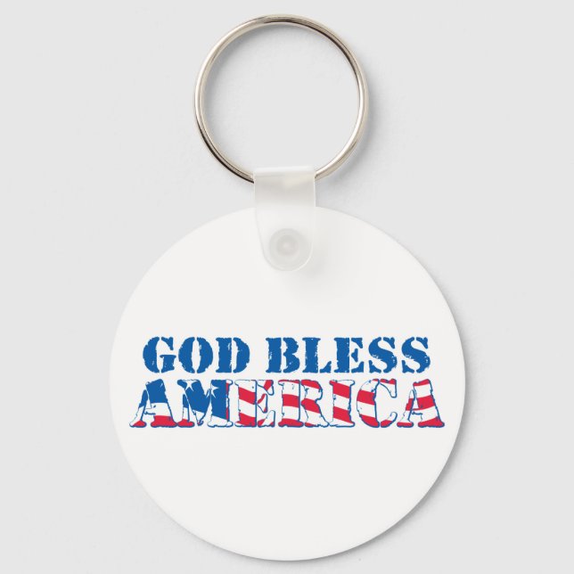 God Bless America (flag) Key Ring (Front)