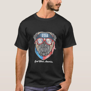 God Bless America Flag Pug Dog 4th Of July Indepen T-Shirt