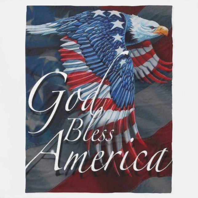 GOD BLESS AMERICA Fleece Blanket (Front)