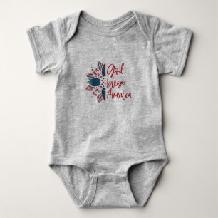 God Bless America Flower Baby Bodysuit