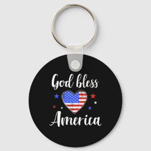 God Bless America For Patriotic Independence Day 4 Key Ring