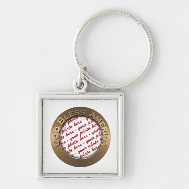 God Bless America Gold Photo Frame Key Ring (Front)