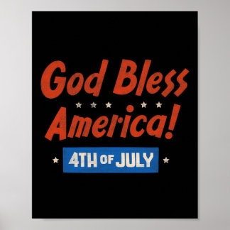 God Bless America Happy 4th Of July Patriotic Usa  Poster