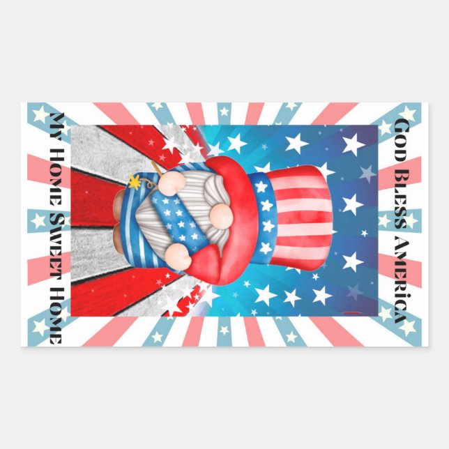 God Bless America  Home Sweet Home  Rectangular Sticker (Front)