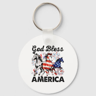 God Bless America Independence Day Horse Key Ring