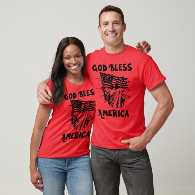 God Bless America, Jesus and American Flag T-Shirt (Unisex)