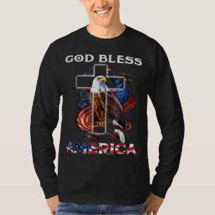 God Bless America Jesus Cross Bald Eagle 4th Of Ju T-Shirt