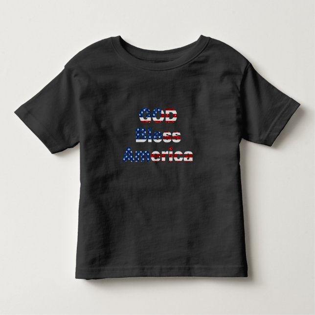 God Bless America July 4th Glitter Toddler T-Shirt (Front)
