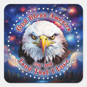 God Bless America Land That Brown Eagle Firework M Square Sticker