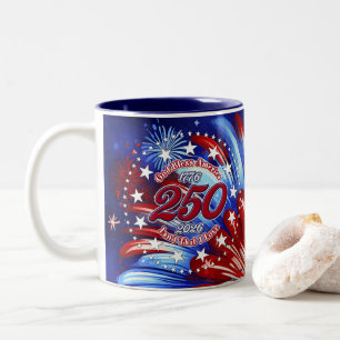 God Bless America Land That I Love Graphic Fire Two-Tone Coffee Mug
