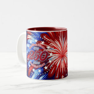 God Bless America Land That I Love Graphic Fire Two-Tone Coffee Mug