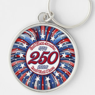 God Bless America Land That I Love Graphic Fire W Key Ring