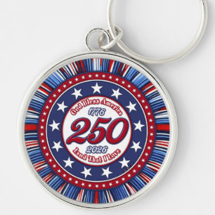 God Bless America Land That I Love Graphic FireRWB Key Ring