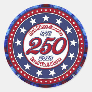 God Bless America Land That I Love Graphic RWB Classic Round Sticker
