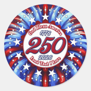 God Bless America Land That I Love Graphic White Classic Round Sticker