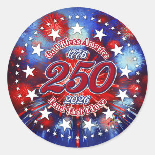 God Bless America Land That I Love GraphicFirework Classic Round Sticker