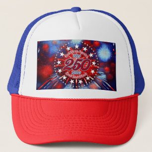 God Bless America Land That I Love GraphicFirework Trucker Hat
