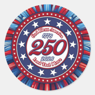 God Bless America Land That I Love Red White Blue Classic Round Sticker