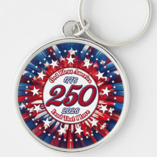 God Bless America Land That I Love Red White BlueW Key Ring