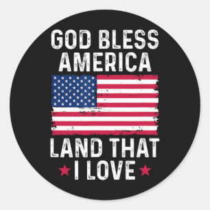 God Bless America Land That I Love Vintage Patriot Classic Round Sticker