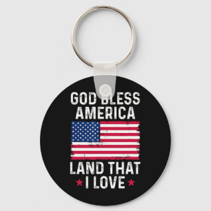God Bless America Land That I Love Vintage Patriot Key Ring