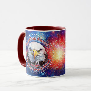 God Bless America My Home Brown Eagle Fireworks M Mug