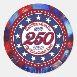 God Bless America My Home Sweet Home Graphic F RWB Classic Round Sticker